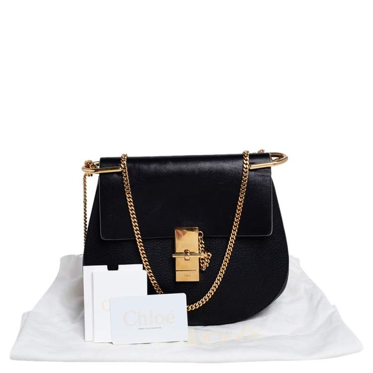 Pre Owned Chloe Black Leather Medium Drew Shoulder Bag