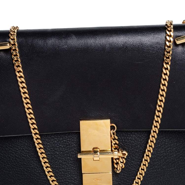 Pre Owned Chloe Black Leather Medium Drew Shoulder Bag