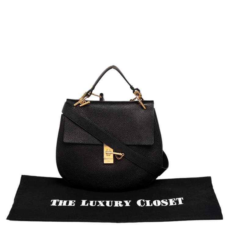Pre Owned Chloe Black Leather Large Drew Shoulder Bag