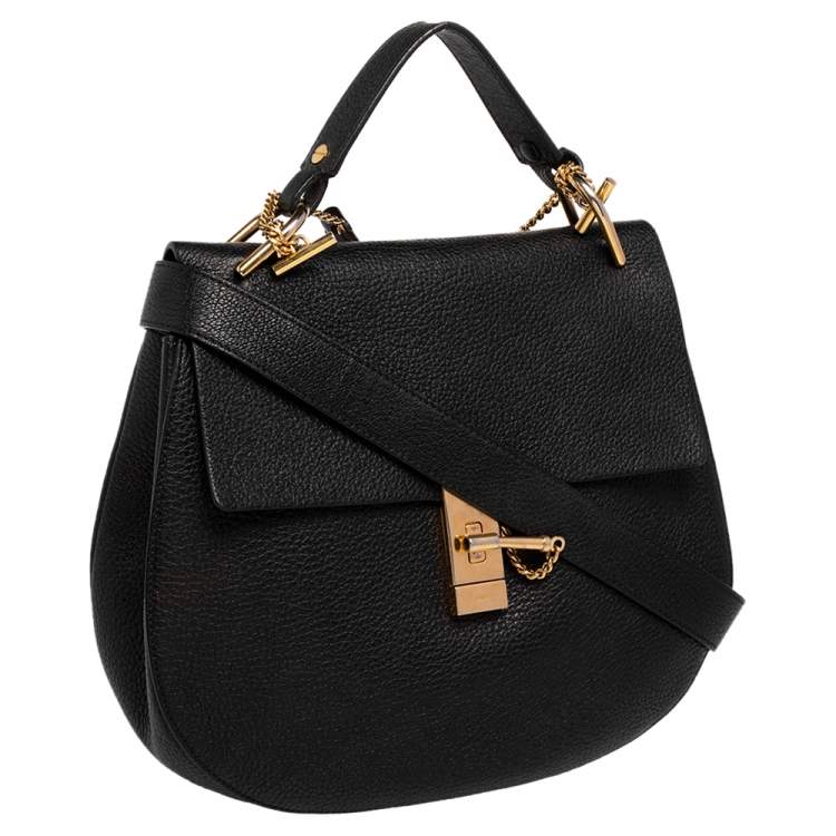 Pre Owned Chloe Black Leather Large Drew Shoulder Bag