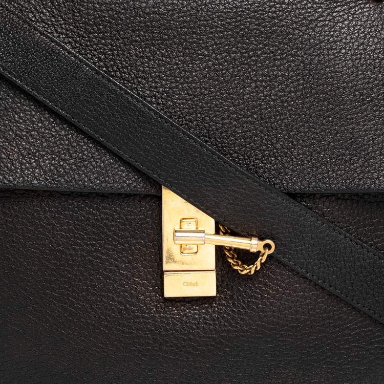 Pre Owned Chloe Black Leather Large Drew Shoulder Bag