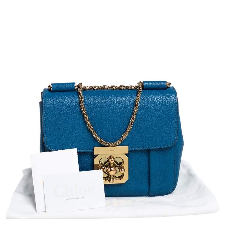 Pre Owned Chloé Blue Leather Small Elsie Shoulder Bag