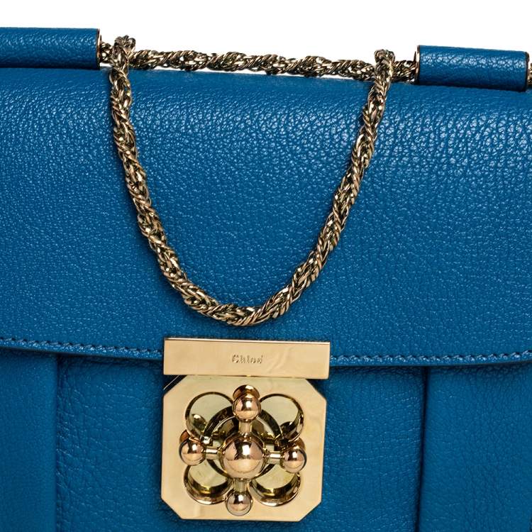 Pre Owned Chloé Blue Leather Small Elsie Shoulder Bag