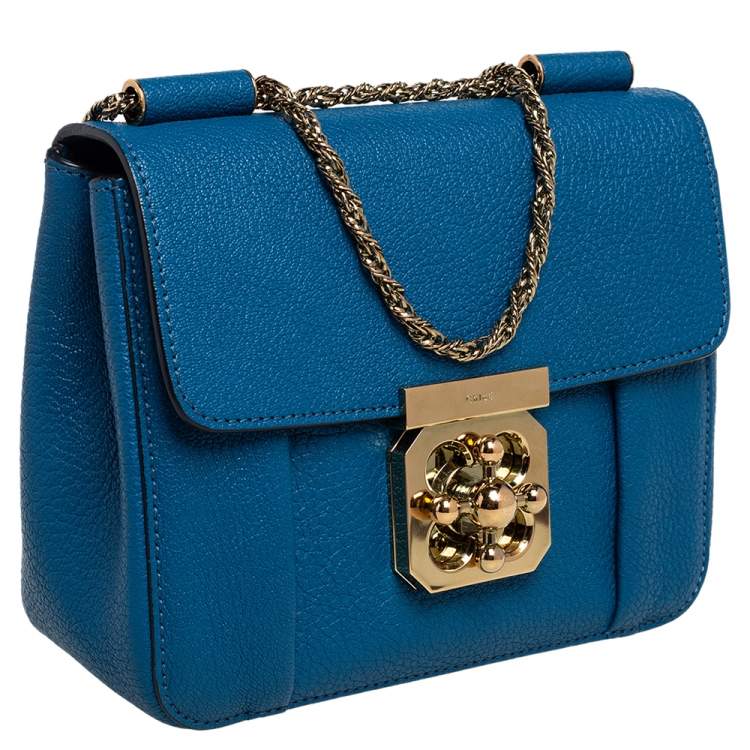 Pre Owned Chloé Blue Leather Small Elsie Shoulder Bag
