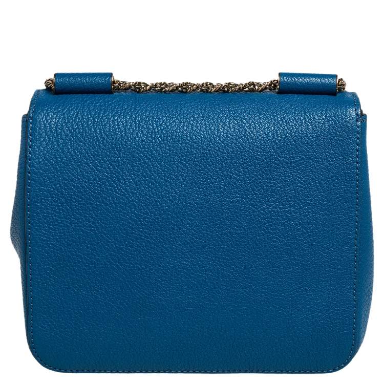 Pre Owned Chloé Blue Leather Small Elsie Shoulder Bag