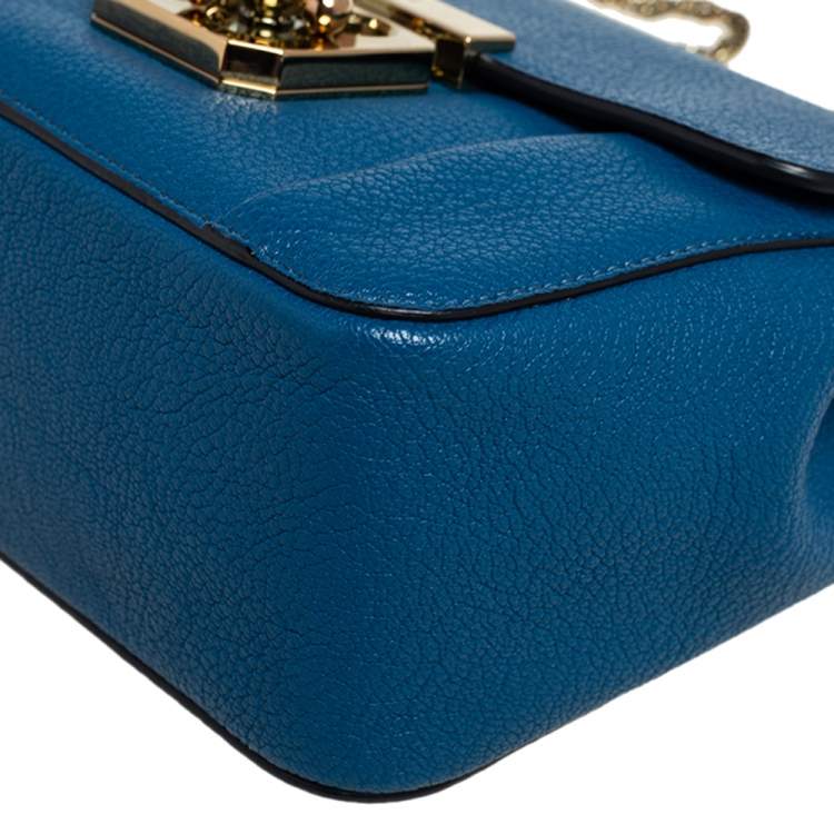 Pre Owned Chloé Blue Leather Small Elsie Shoulder Bag