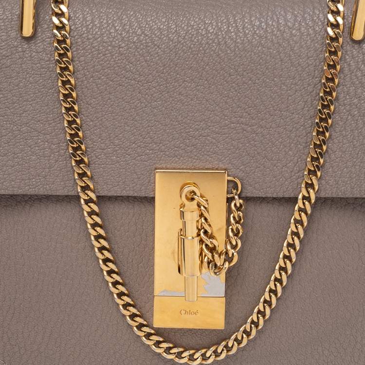 Pre Owned Chloe Grey Leather Drew Shoulder Bag