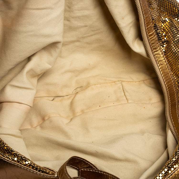 Pre Owned Chloe Gold Metal Mesh and Leather Chainmail Hobo