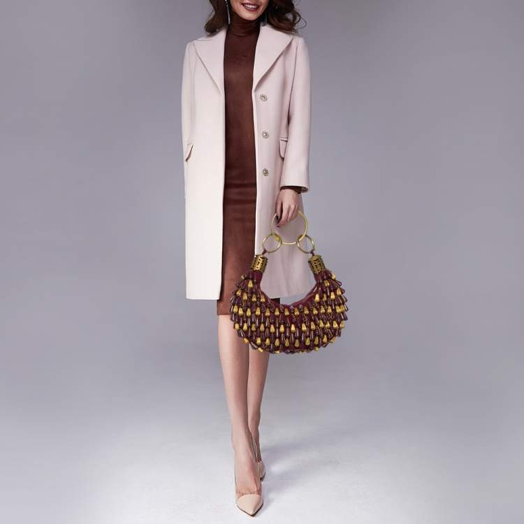 Pre Owned Chloe Purple Beaded Canvas Ring Handle Hobo