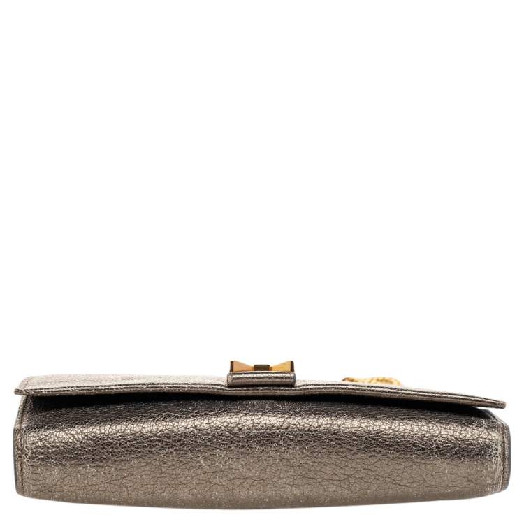 Pre Owned Chloe Metallic Leather Bow Detail Chain Shoulder Bag
