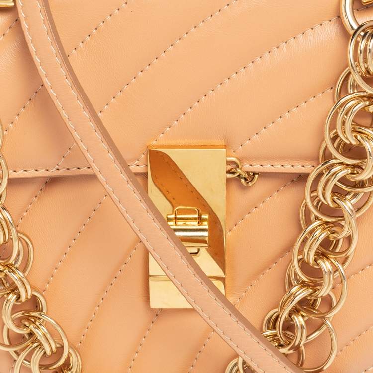 Pre Owned Chloe Beige Quilted Leather  Drew Shoulder Bag