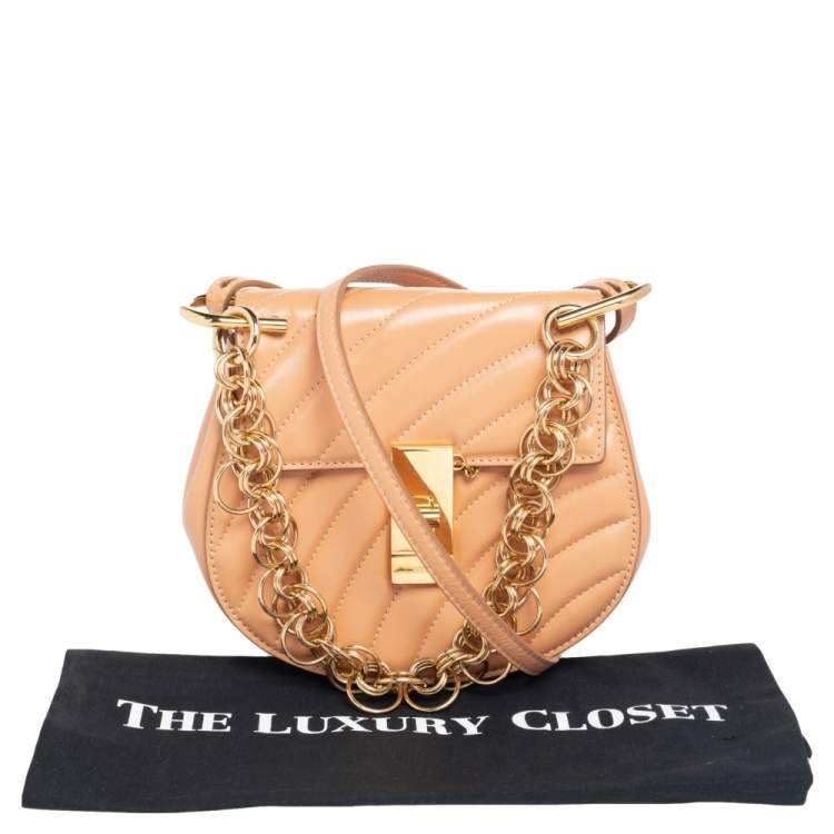 Pre Owned Chloe Beige Quilted Leather  Drew Shoulder Bag