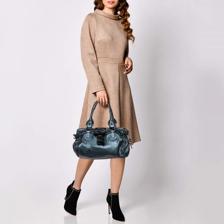 Pre Owned Chloe Blue Leather Medium Paddington Satchel