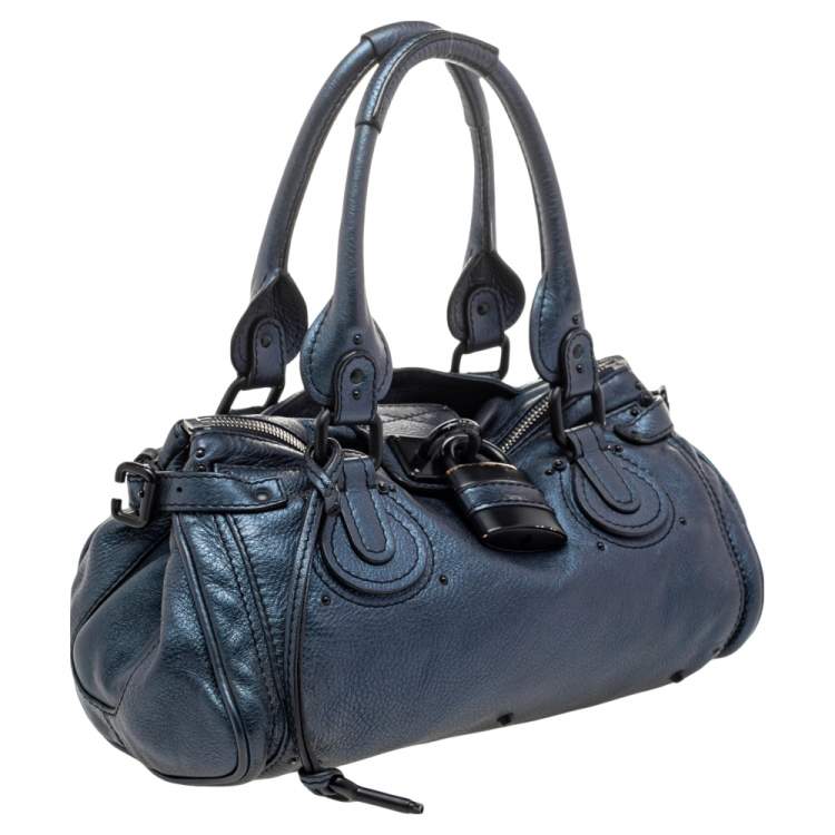 Pre Owned Chloe Blue Leather Medium Paddington Satchel