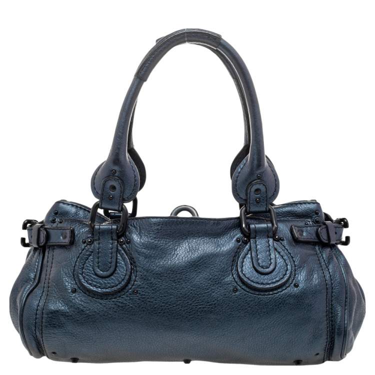 Pre Owned Chloe Blue Leather Medium Paddington Satchel