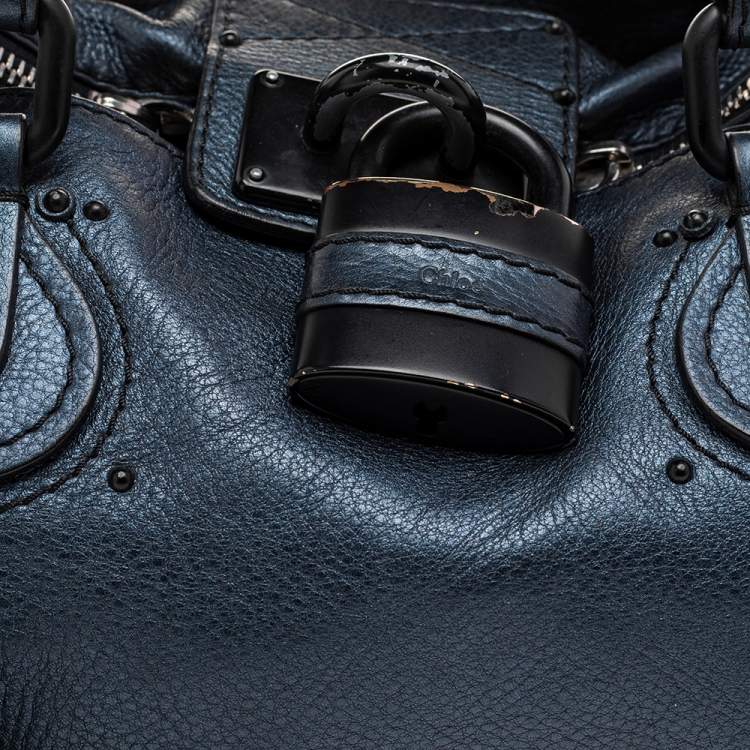 Pre Owned Chloe Blue Leather Medium Paddington Satchel