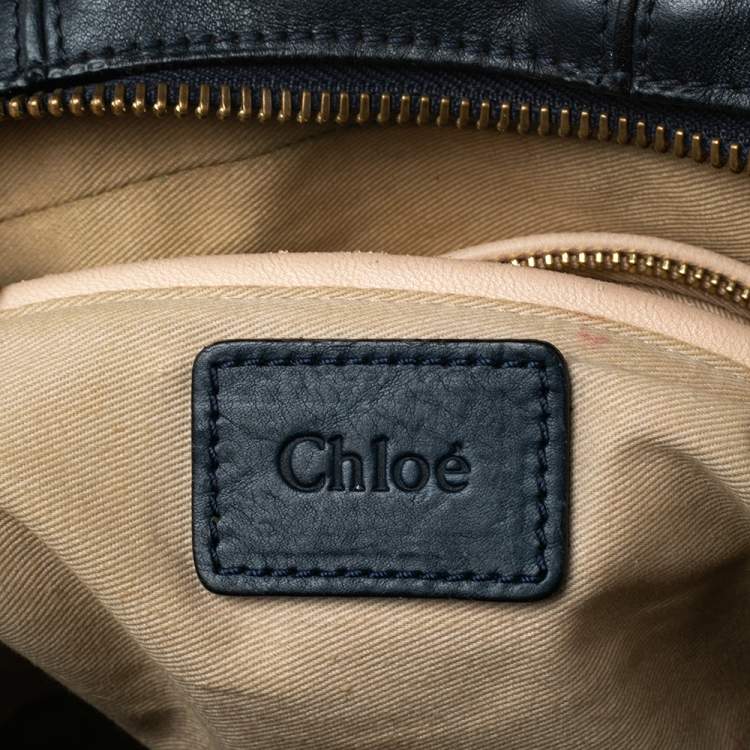 Pre Owned Chloe Navy Blue Leather Medium Paraty Shoulder Bag