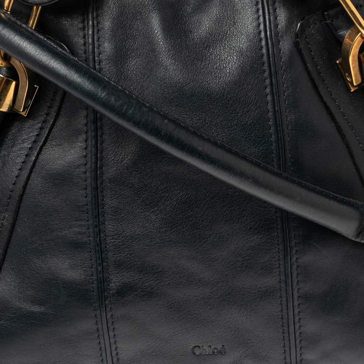 Pre Owned Chloe Navy Blue Leather Medium Paraty Shoulder Bag