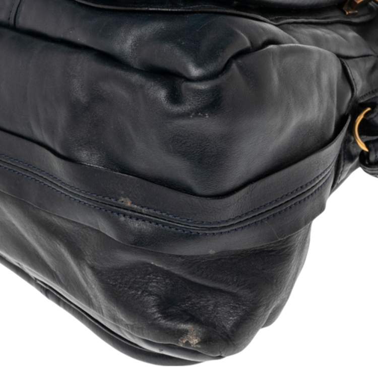Pre Owned Chloe Navy Blue Leather Medium Paraty Shoulder Bag