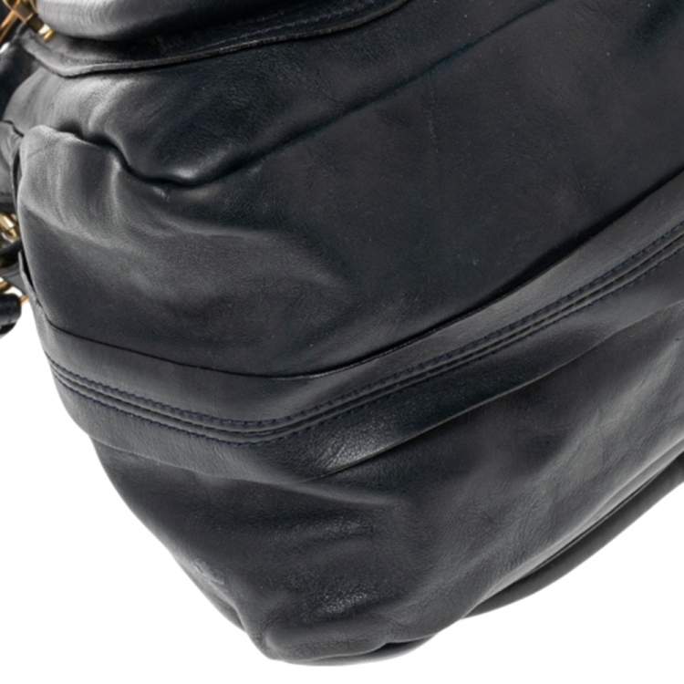 Pre Owned Chloe Navy Blue Leather Medium Paraty Shoulder Bag