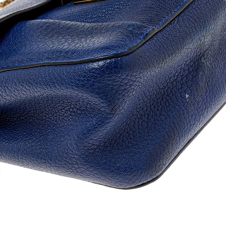 Pre Owned Chloe Blue Leather Small Elsie Shoulder Bag