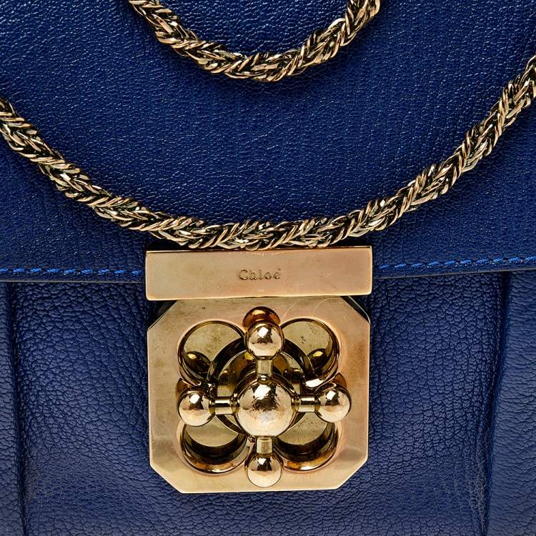 Pre Owned Chloe Blue Leather Small Elsie Shoulder Bag