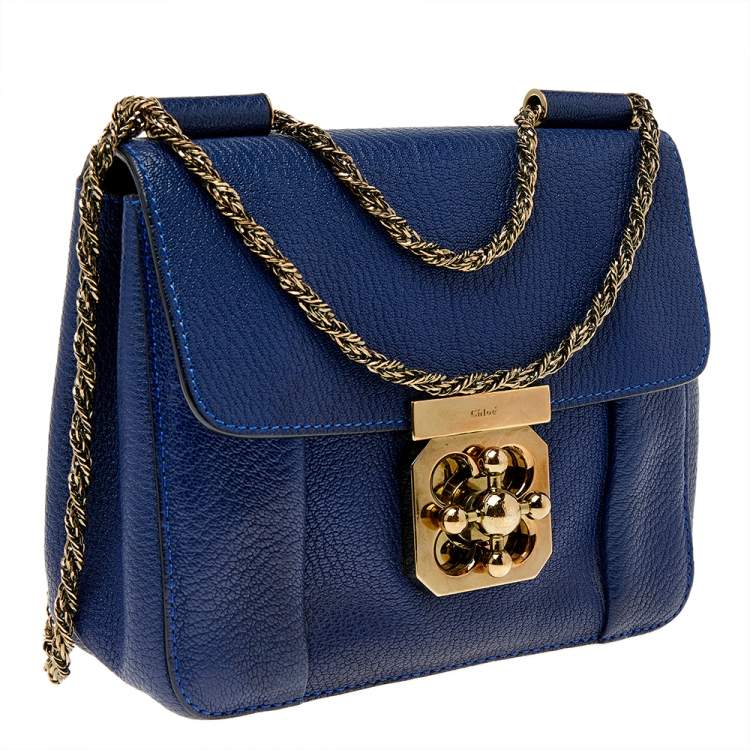 Pre Owned Chloe Blue Leather Small Elsie Shoulder Bag