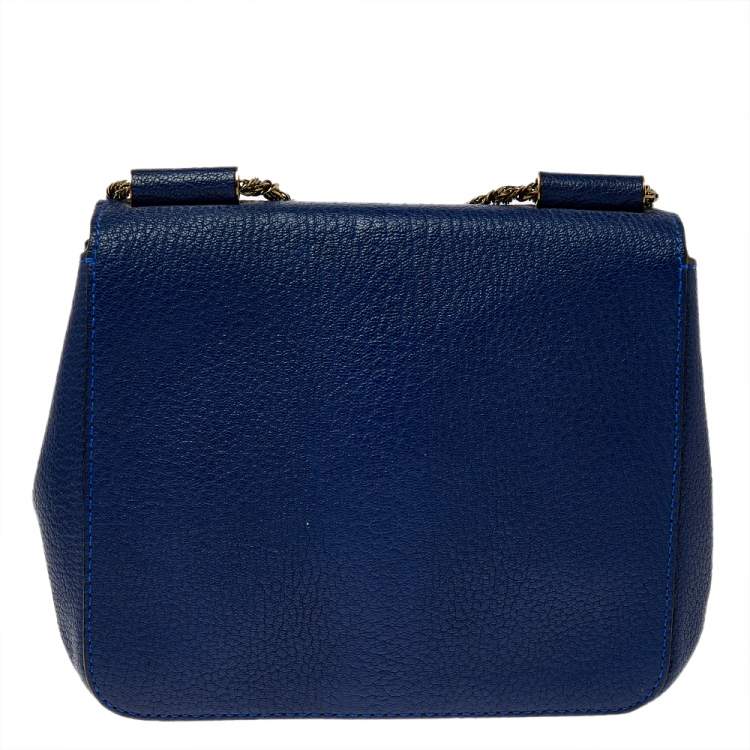 Pre Owned Chloe Blue Leather Small Elsie Shoulder Bag