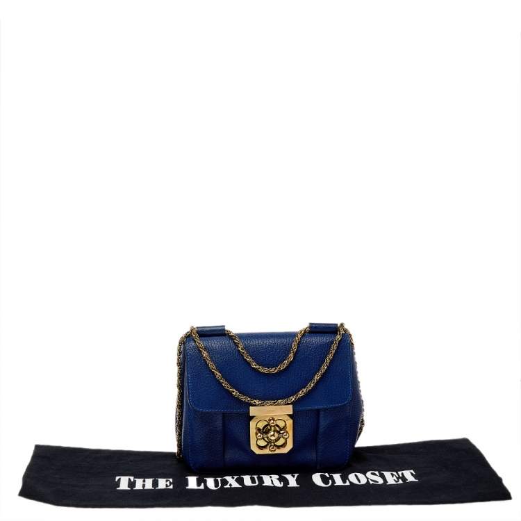 Pre Owned Chloe Blue Leather Small Elsie Shoulder Bag