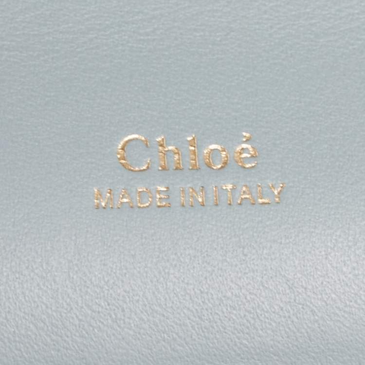 Pre Owned Chloe Pale Green Croc Embossed Leather Mini Aby Shoulder Bag