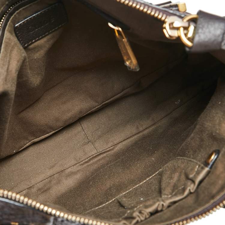 Pre Owned Chloe Choco Brown Python and Leather Medium Marcie Satchel