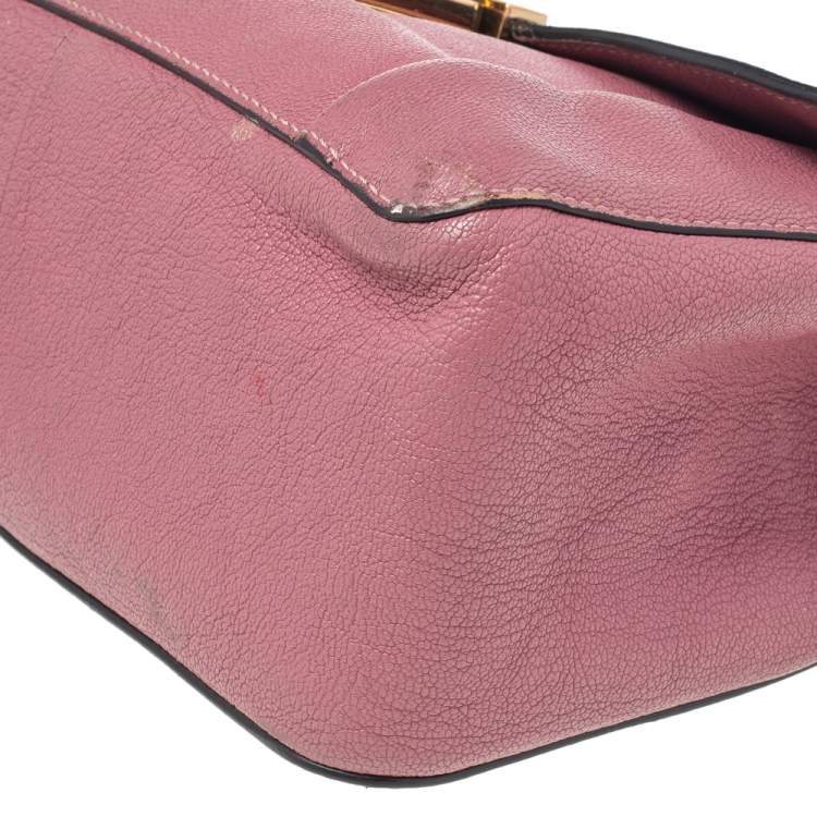 Pre Owned Chloe Old Rose Leather Medium Elsie Shoulder Bag