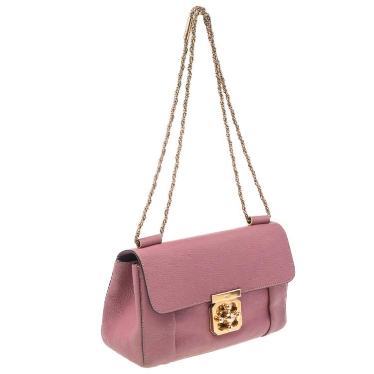 Pre Owned Chloe Old Rose Leather Medium Elsie Shoulder Bag
