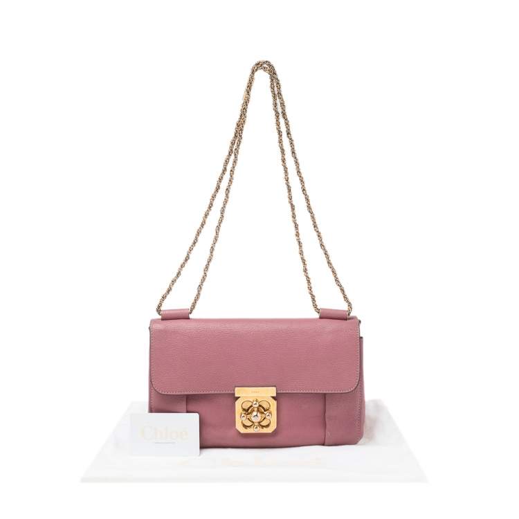 Pre Owned Chloe Old Rose Leather Medium Elsie Shoulder Bag