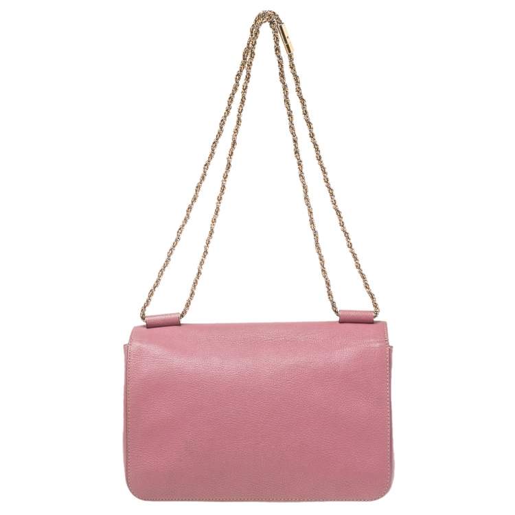 Pre Owned Chloe Old Rose Leather Medium Elsie Shoulder Bag