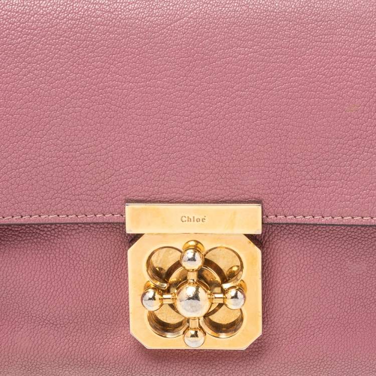 Pre Owned Chloe Old Rose Leather Medium Elsie Shoulder Bag