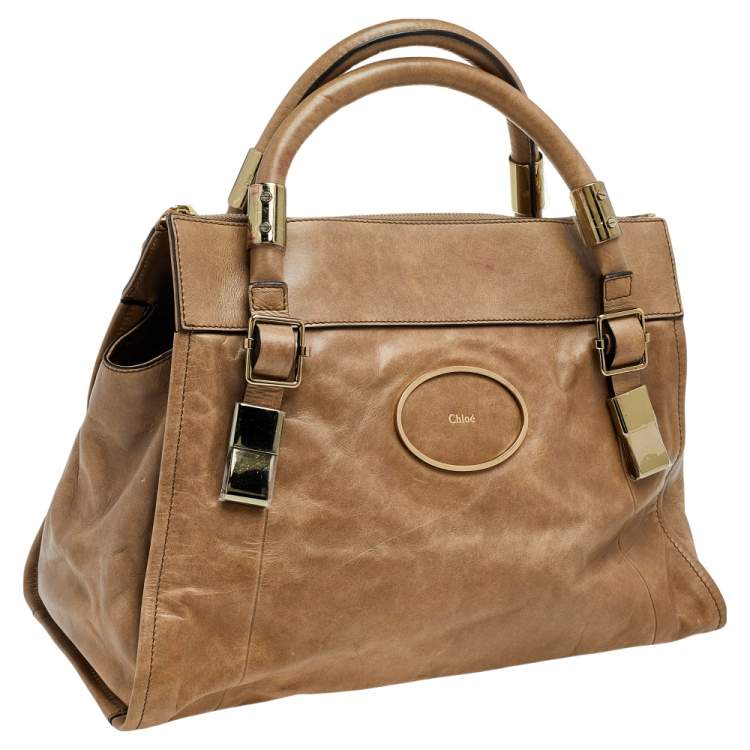Pre Owned Chloe Brown Leather Zip Satchel