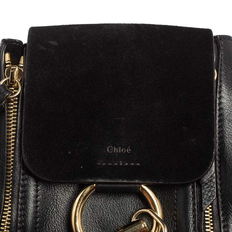 Pre Owned Chloe Black Leather and Suede Mini Faye Day Backpack