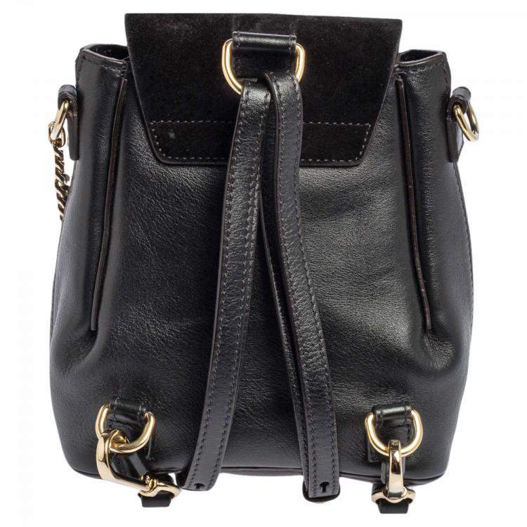 Pre Owned Chloe Black Leather and Suede Mini Faye Day Backpack