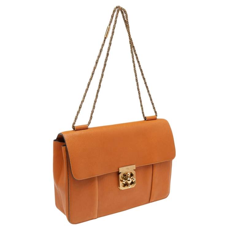 Pre Owned Chloe Tan Leather Large Elsie Shoulder Bag