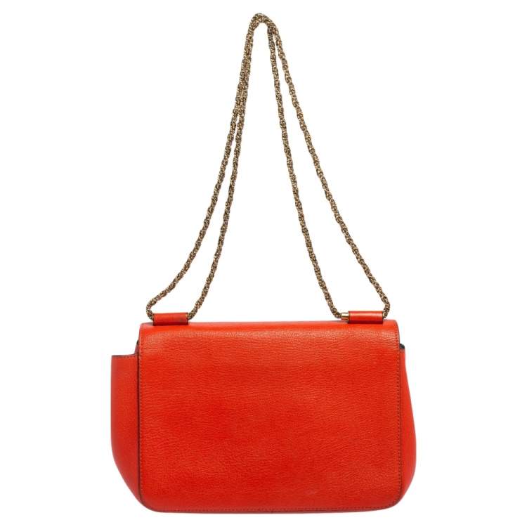 Pre Owned Chloe Orange Leather Medium Elsie Shoulder Bag