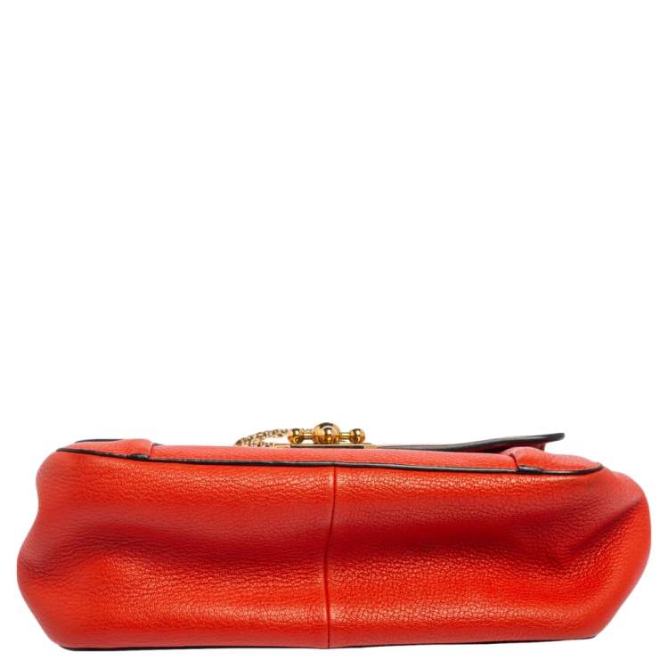 Pre Owned Chloe Orange Leather Medium Elsie Shoulder Bag