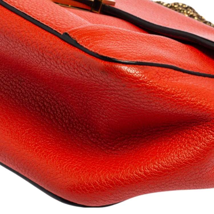 Pre Owned Chloe Orange Leather Medium Elsie Shoulder Bag