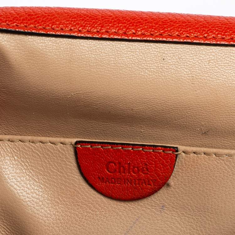 Pre Owned Chloe Orange Leather Medium Elsie Shoulder Bag