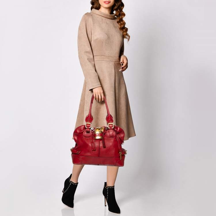 Pre Owned Chloe Red Leather Paddington Satchel