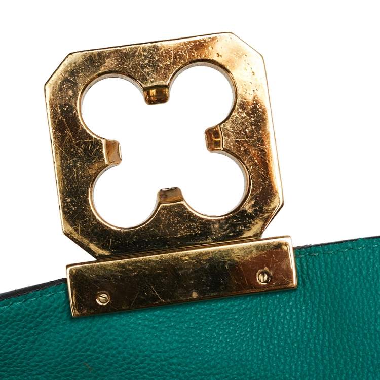 Pre Owned Chloe Turquoise Leather Small Elsie Shoulder Bag