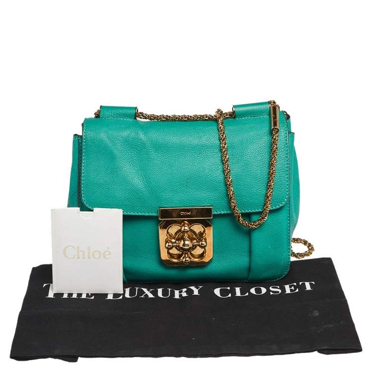 Pre Owned Chloe Turquoise Leather Small Elsie Shoulder Bag