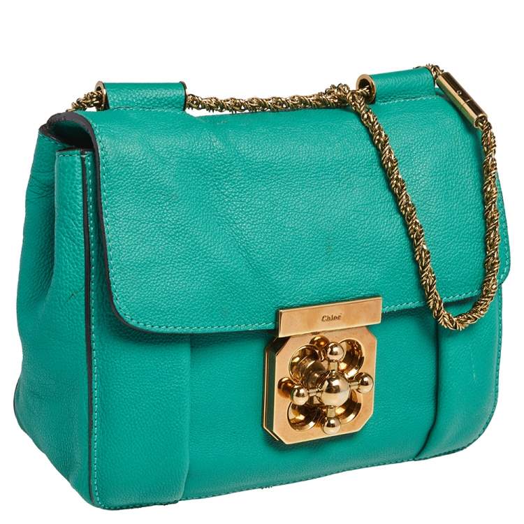 Pre Owned Chloe Turquoise Leather Small Elsie Shoulder Bag