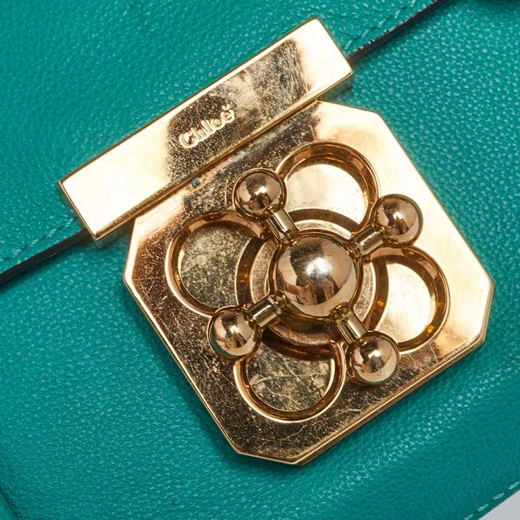 Pre Owned Chloe Turquoise Leather Small Elsie Shoulder Bag