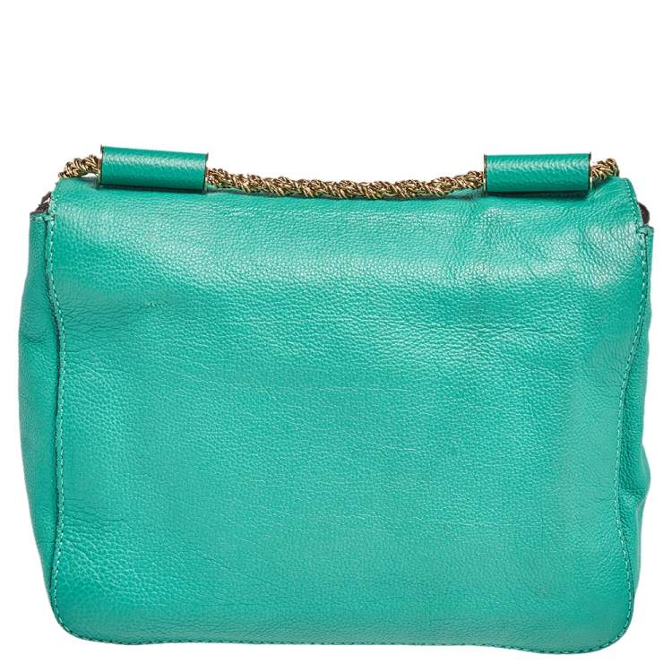 Pre Owned Chloe Turquoise Leather Small Elsie Shoulder Bag